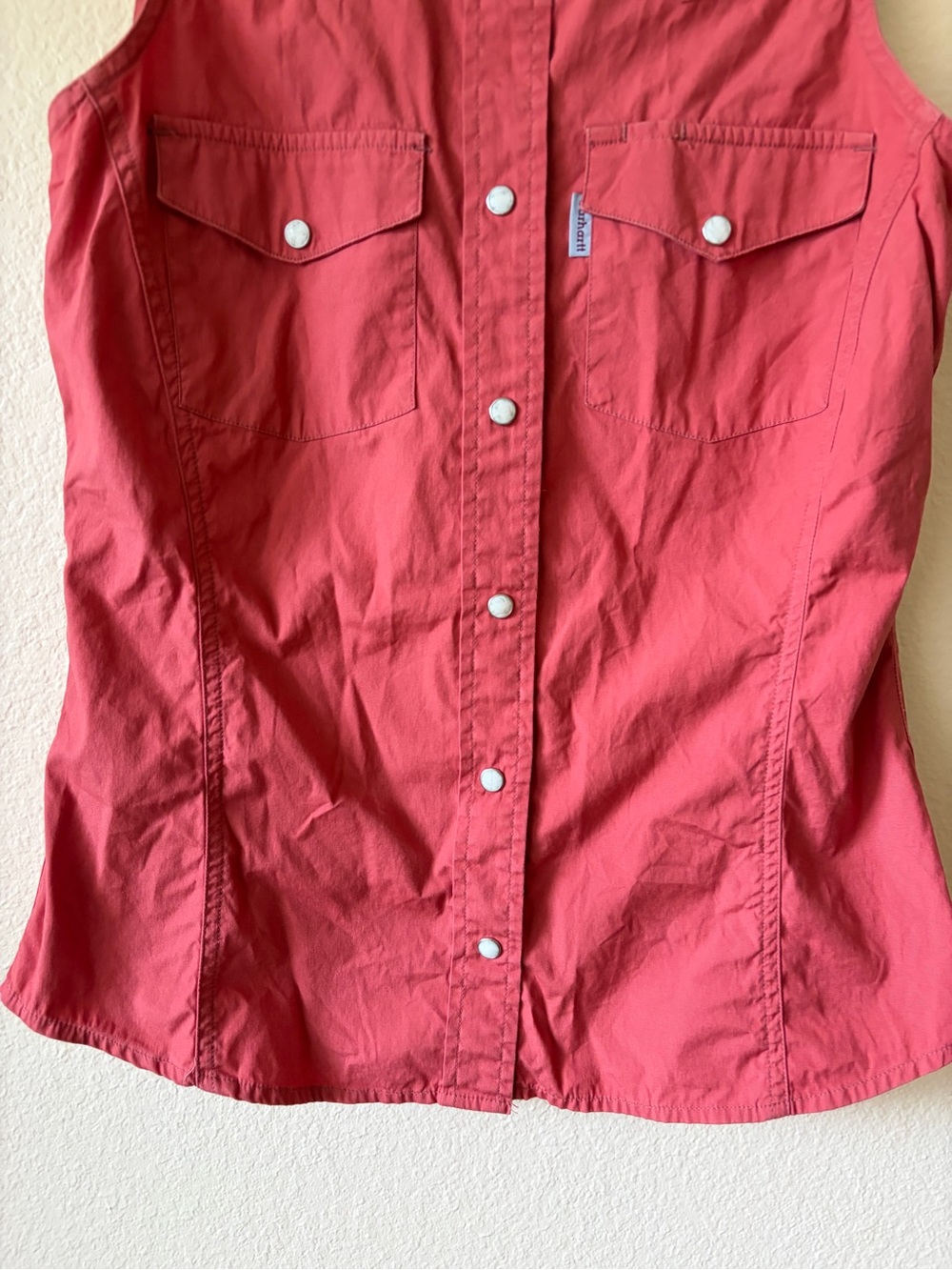 Carhartt Coral Snap Button Utility Vest Workwear Western Sleeveless Shirt Top - Picture 6 of 10
